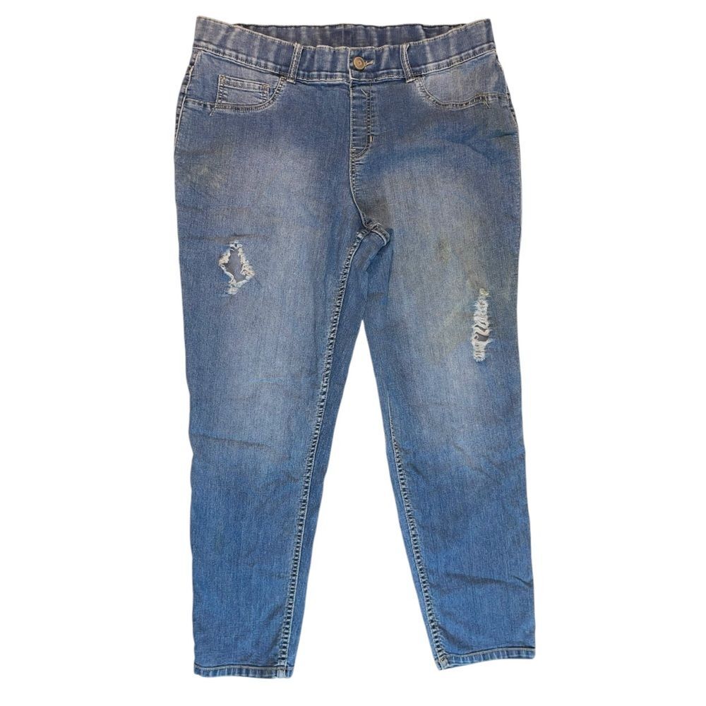 Lane Bryant Women’s Distressed Denim Jeans in Medium Wash | Size 18